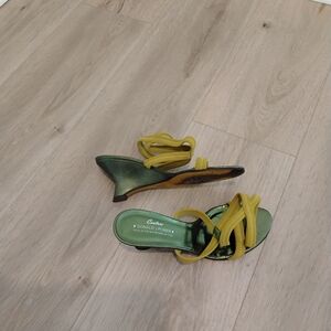 Donald Pliner Couture Lime Ankle Wrap  & Olive Sparkle Wedge | Women's 8 | NWOB